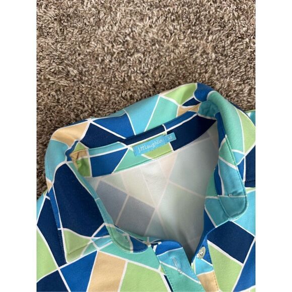 J. Mclaughlin Dolly Catalina Cloth Sleeveless Dress Belted Green/Blue Print XS - Picture 6 of 15